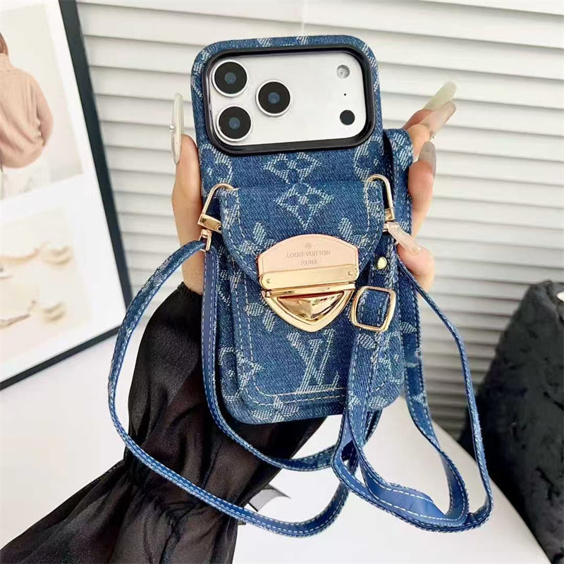 LV Luxury Phone Case with Strape For iPhone 13-18 Pro & Pro Max