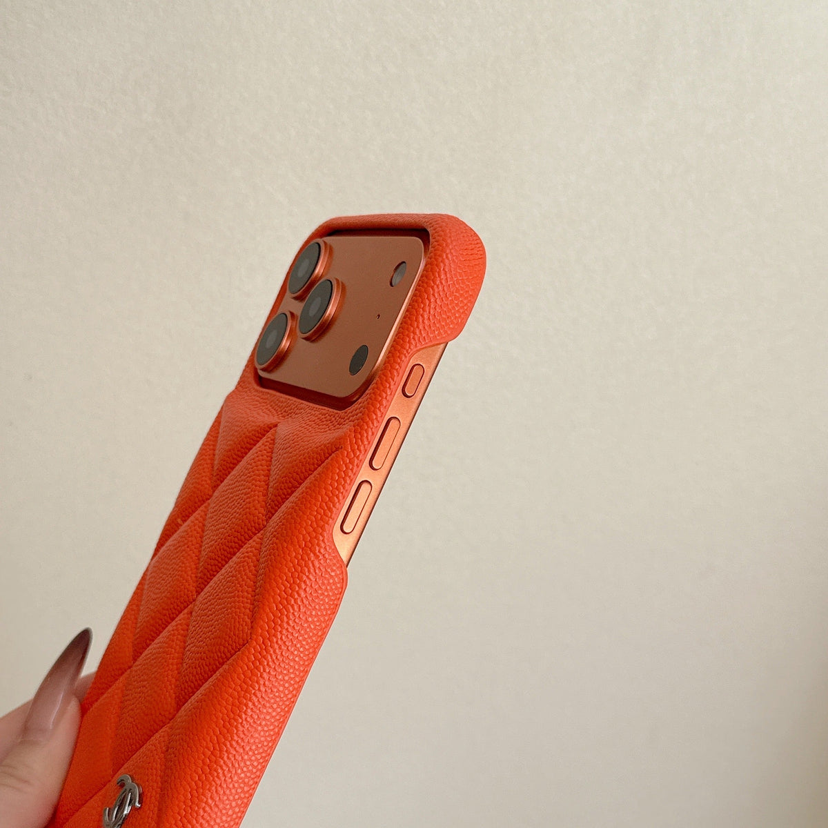 Elegant Leather CC iPhone Case Orange For iPhone 13-18 Pro & Pro Max