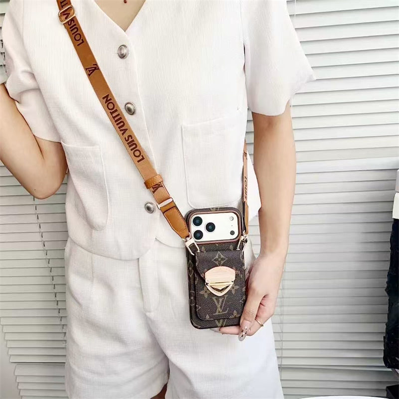 LV Luxury Phone Case with Strape For iPhone 13-18 Pro & Pro Max