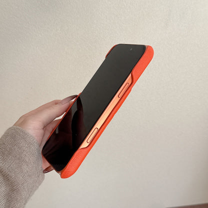 Elegant Leather CC iPhone Case Orange For iPhone 13-18 Pro & Pro Max