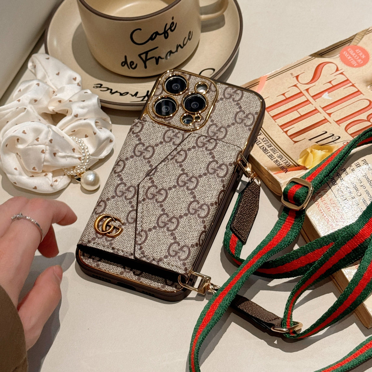 Luxury Monogram Canvas Leather Card Holder iPhone Case 12-18 Pro & Pro Max
