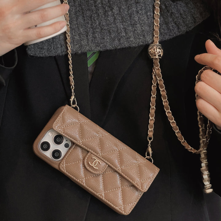 Chanel Genuine Leather Wallet Leather Crossbody Bag Apple iPhone Case Roxy New 2