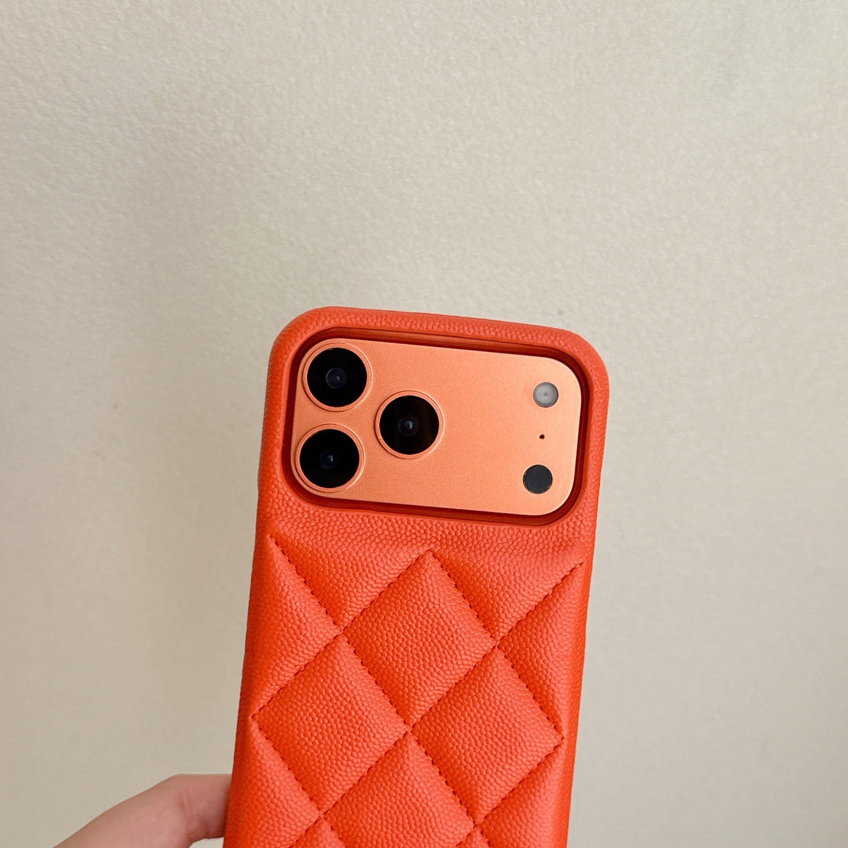 Elegant Leather CC iPhone Case Orange For iPhone 13-18 Pro & Pro Max