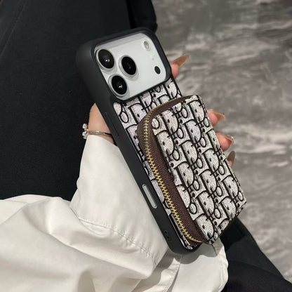 Blue Dior Case with Pouch Wallet - iPhone 12-18 Pro & Pro Max