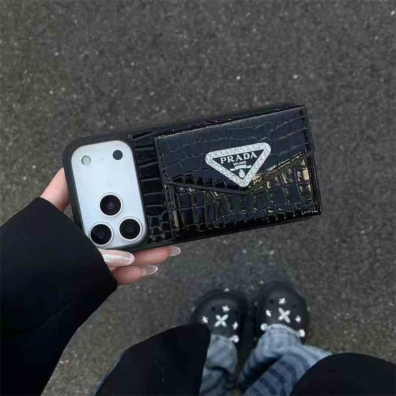 Elegant Wallet Card Slot Triangle Case - iPhone 12-18 Pro & Pro Max