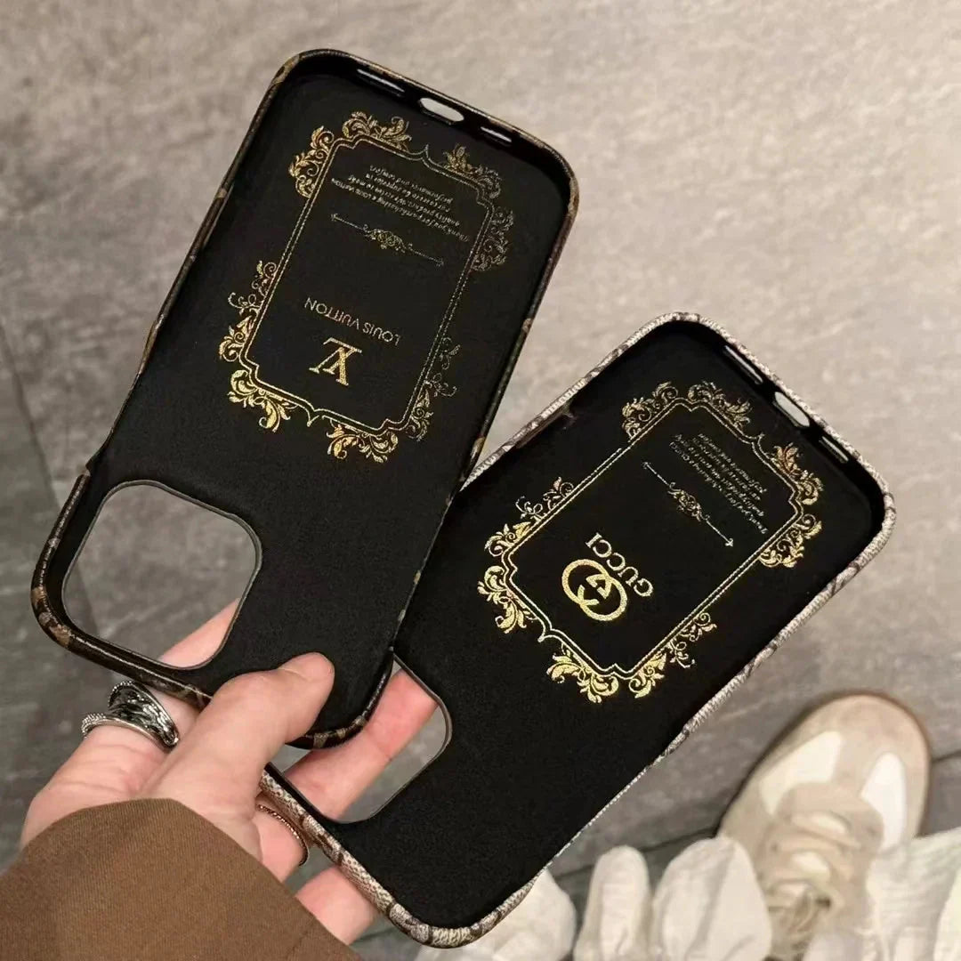 Monogram Canvas Back Card Holder Classic Ophidia Leather iPhone Case 13-18 Pro & Pro Max