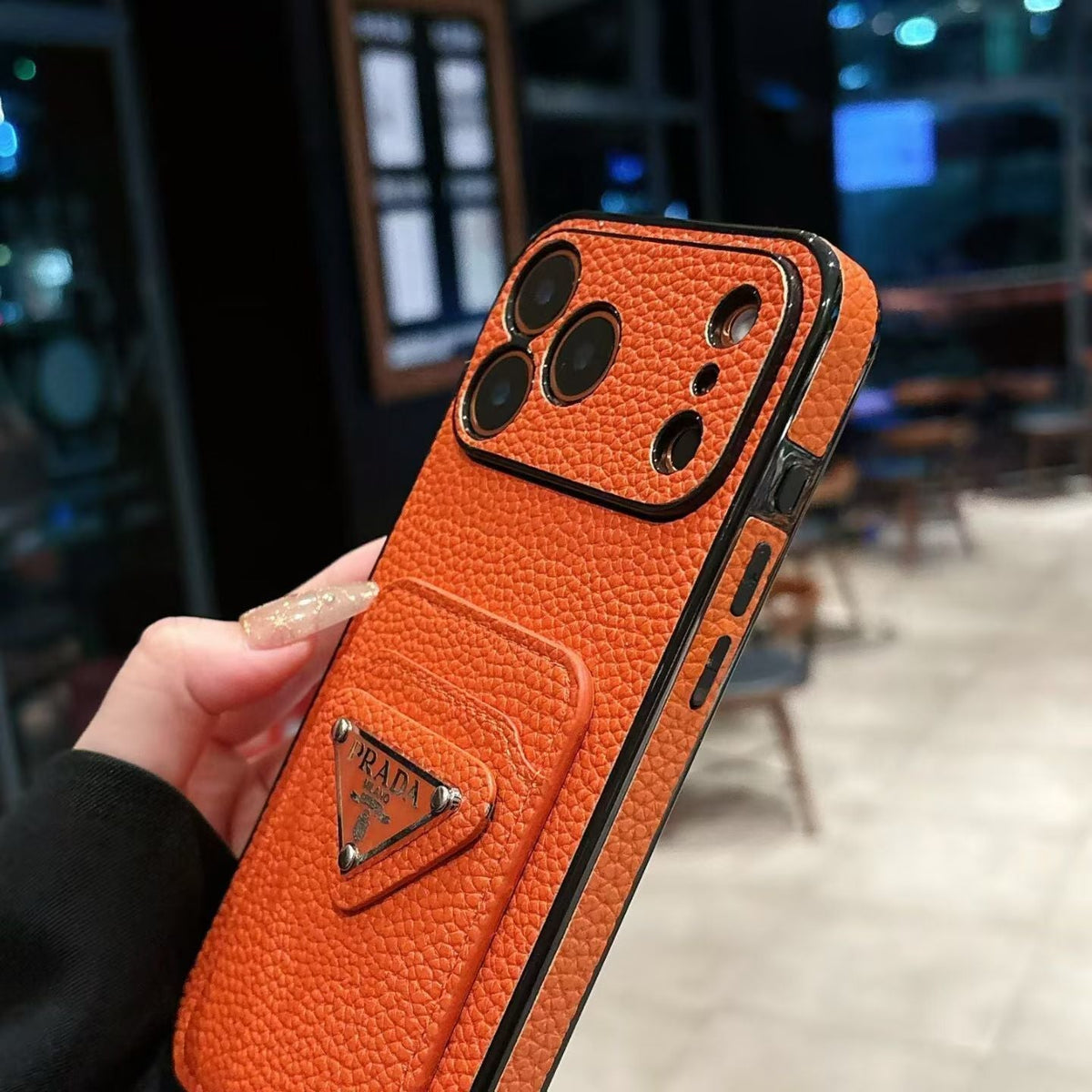 Luxury Plaque Leather Triangle Case - iPhone 12-18 Pro & Pro Max