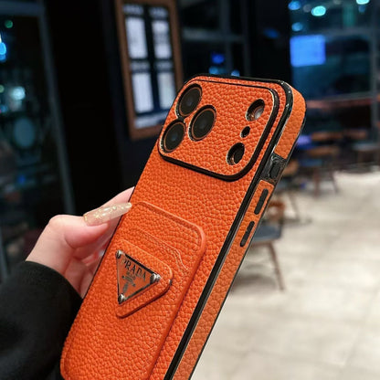 Luxury Plaque Leather Triangle Case - iPhone 12-18 Pro & Pro Max