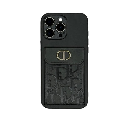 Dior Oblique Flap Pocket Leather Case For iPhone 12-18 Series