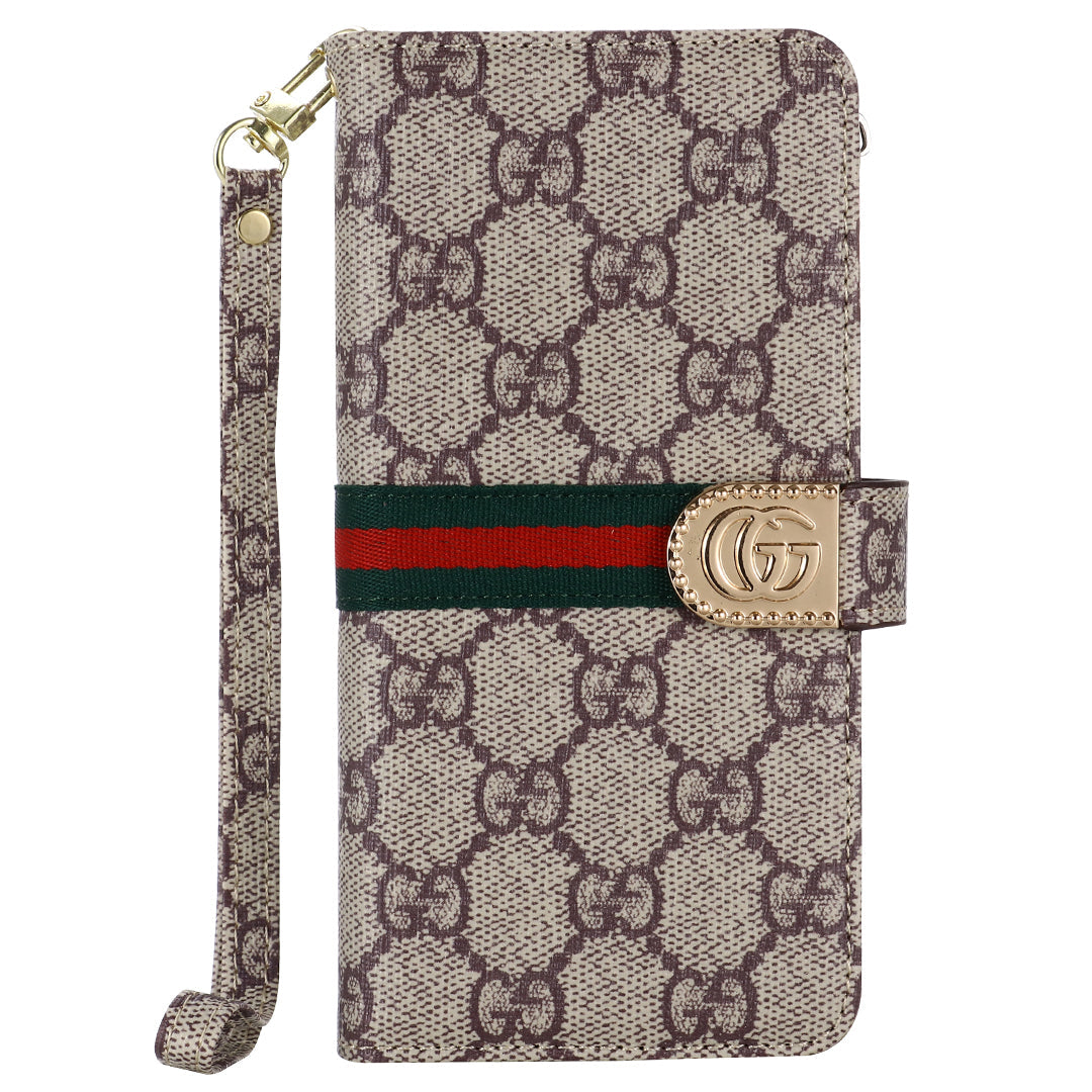 MONOGRAM CANVAS LEATHER WALLET SAMSUNG MOBILE PHONE CASE Roxy New