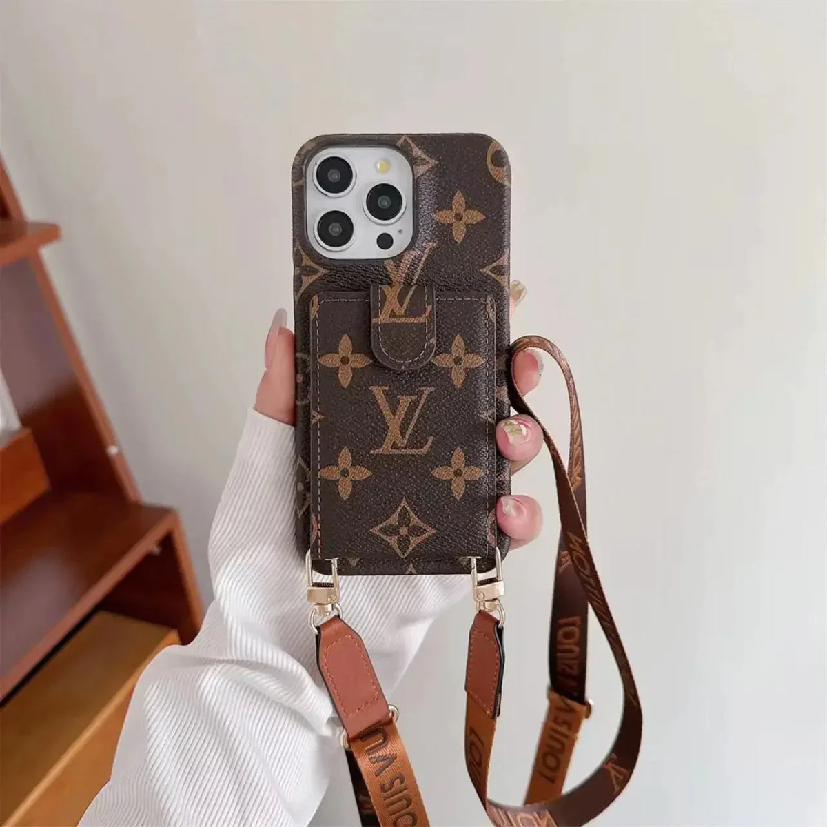 luxury iPhone Case Card Holder Detachable Lanyard 12-18 Pro & Pro Max