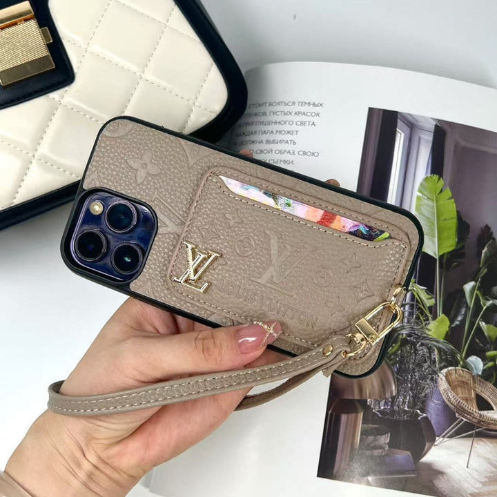 Luxe Card Holder Strap Case – Inspired Elegance for iPhone