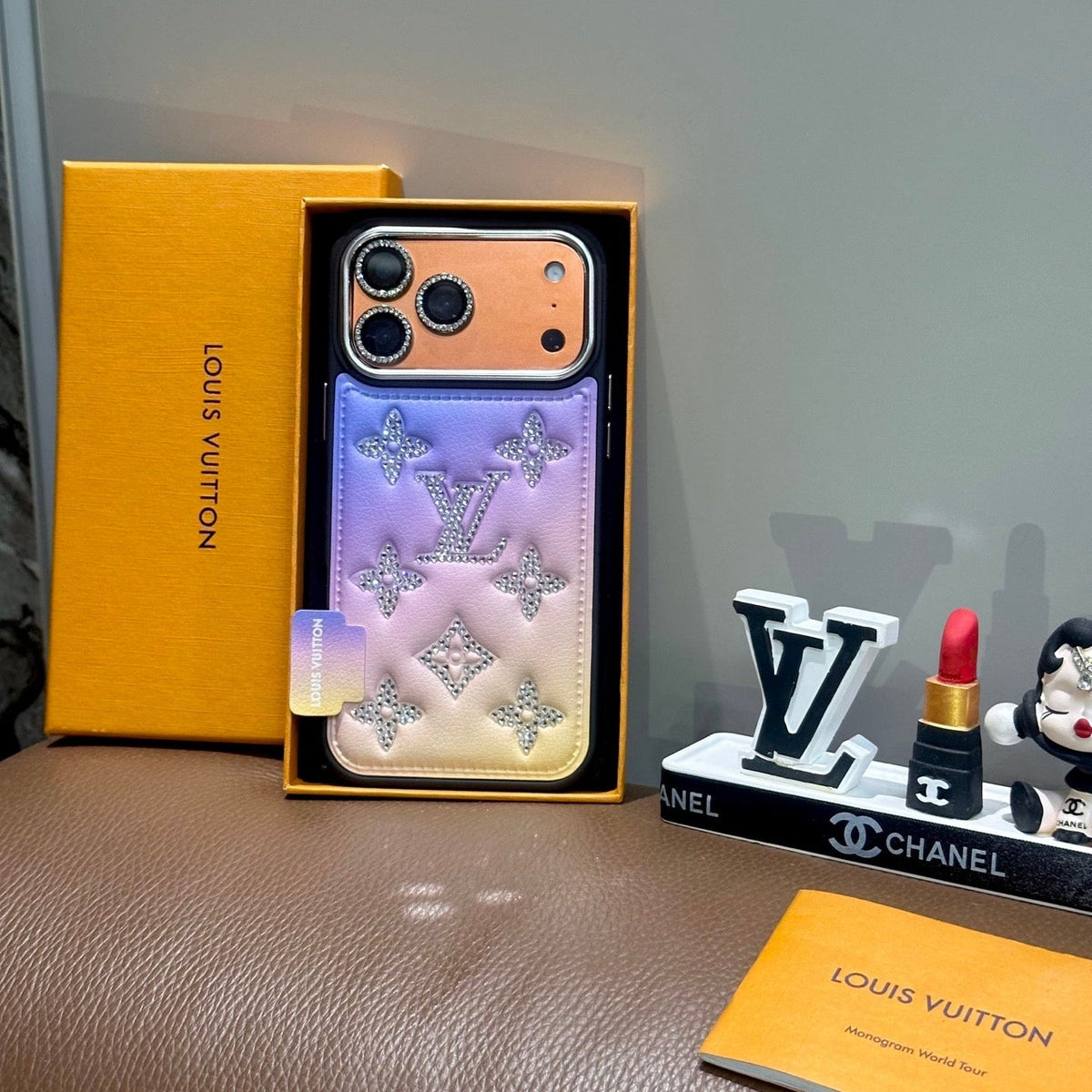 Gradient Crystal Monogram Phone Case For iPhone 13-18 Pro & Pro Max