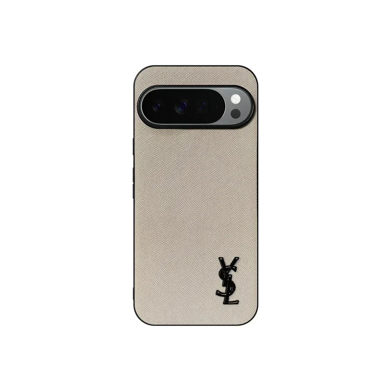 YSL Luxury Leather Case in Classic Beige For Google Pixel