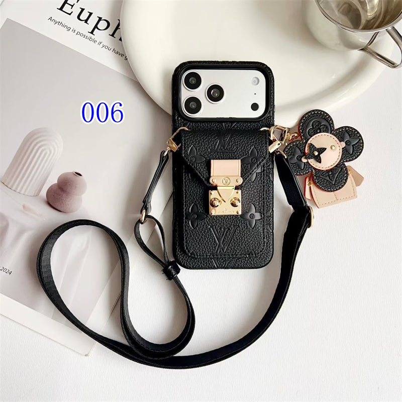 Luxury Monogram Crossbody iPhone Case with Detachable Wallet for iPhone 12-18 Pro & Pro Max