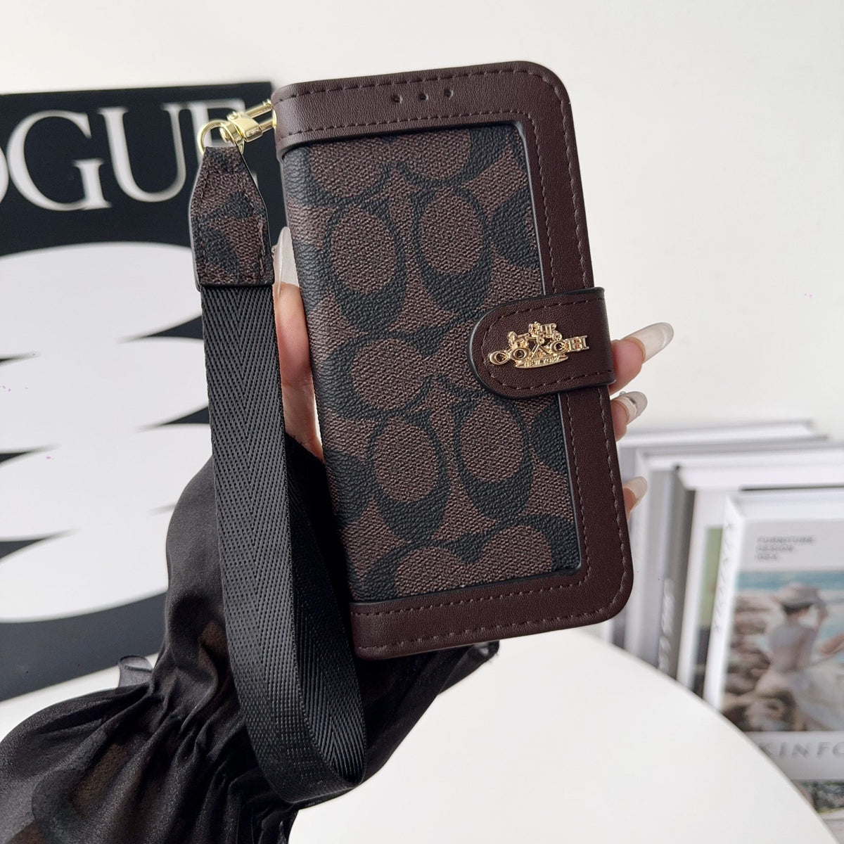 Luxury Fold Wallet Case with Wrist Strap - iPhone 12-18 Pro & Pro Max