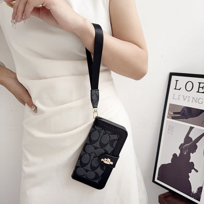 Luxury Fold Wallet Case with Wrist Strap - iPhone 12-18 Pro & Pro Max
