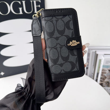 Luxury Fold Wallet Case with Wrist Strap - iPhone 12-18 Pro & Pro Max