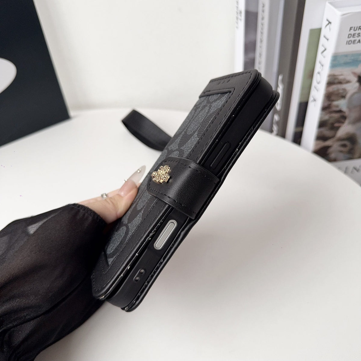 Luxury Fold Wallet Case with Wrist Strap - iPhone 12-18 Pro & Pro Max