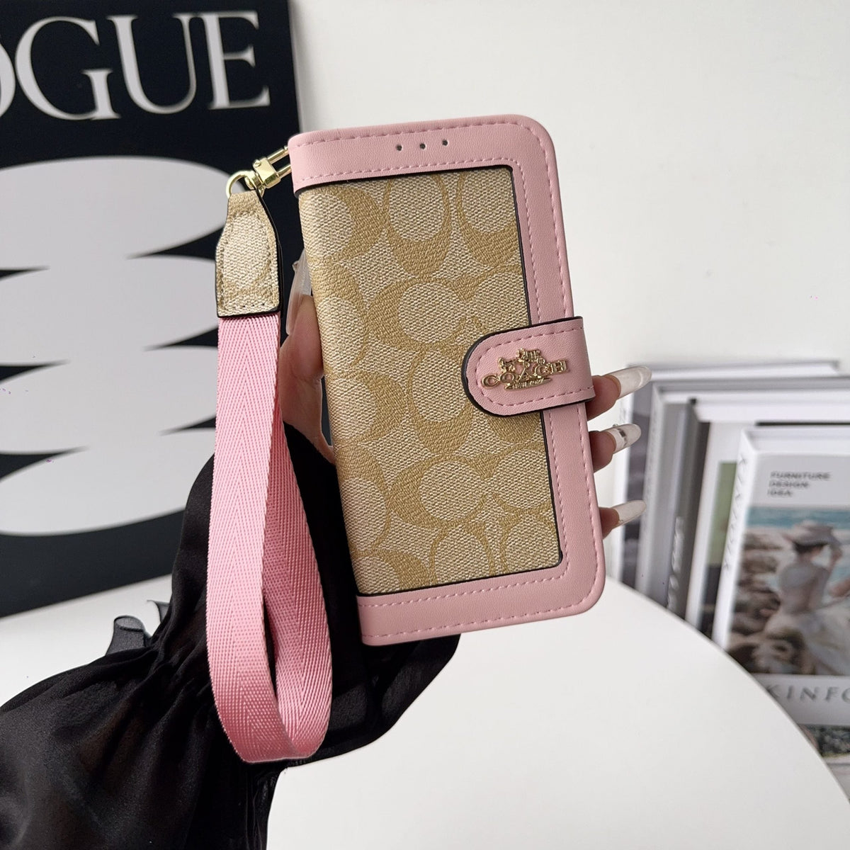 Luxury Fold Wallet Case with Wrist Strap - iPhone 12-18 Pro & Pro Max