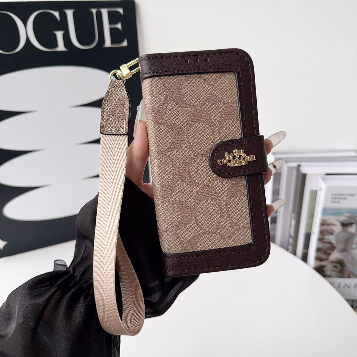 Luxury Fold Wallet Case with Wrist Strap - iPhone 12-18 Pro & Pro Max