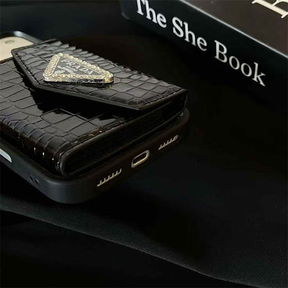Elegant Wallet Card Slot Triangle Case - iPhone 12-18 Pro & Pro Max