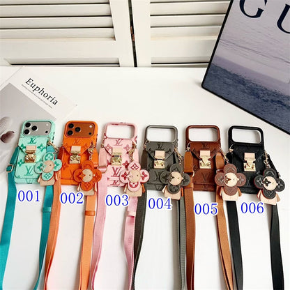 Luxury Monogram Crossbody iPhone Case with Detachable Wallet for iPhone 12-18 Pro & Pro Max