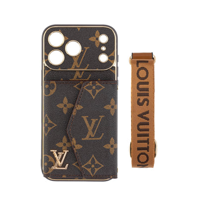 Luxury Monogram Canvas Leather Card Holder iPhone Case 12-18 Pro & Pro Max