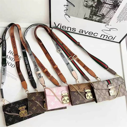 Monogram LV Luxurious Phone Case With Strap For iPhone 12-18 Pro & Pro Max