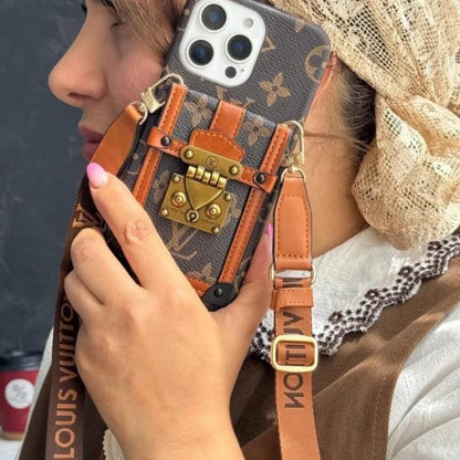 Canvas Leather Wallet Card Holder Crossbody iPhone Case 12-18 Pro & Pro Max