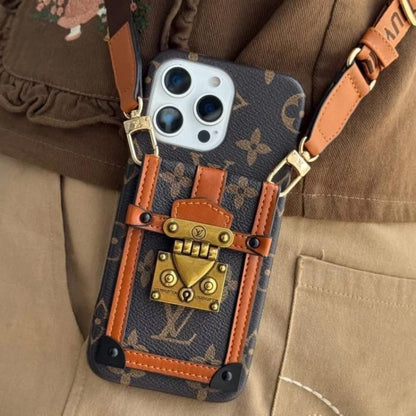 Canvas Leather Wallet Card Holder Crossbody iPhone Case 12-18 Pro & Pro Max