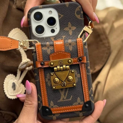 Canvas Leather Wallet Card Holder Crossbody iPhone Case 12-18 Pro & Pro Max