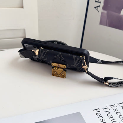 Luxury iPhone Case with Card Holder and Strap 12-18 Pro & Pro Max