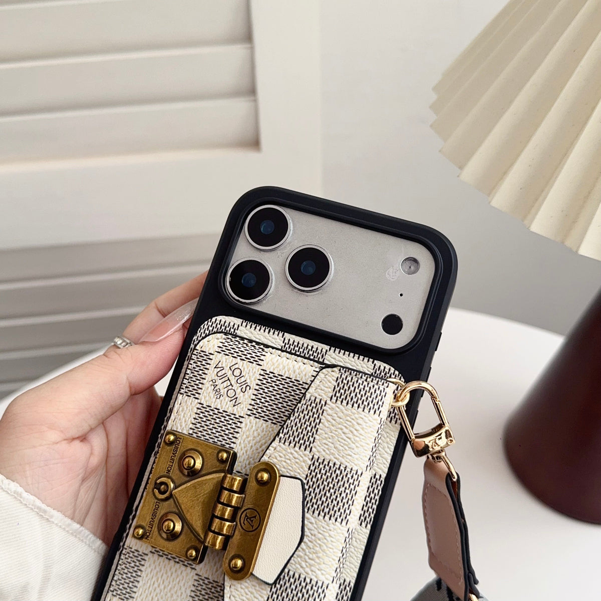Luxury iPhone Case with Card Holder and Strap 12-18 Pro & Pro Max