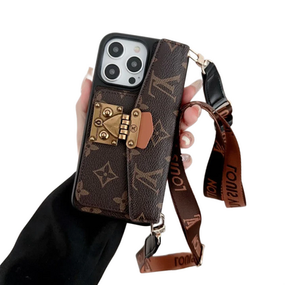 LUXURY LOCK CARD BAG CROSSBODY CHAIN IPHONE CASE