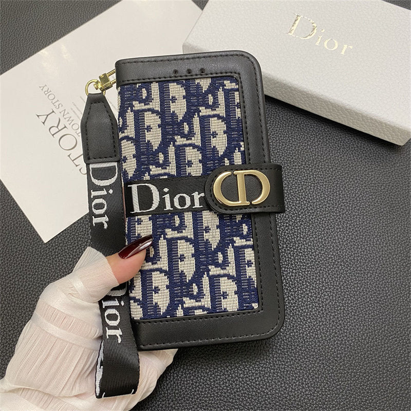 Dior Wallet Folio Case with Strap - iPhone 12-18 Pro & Pro Max