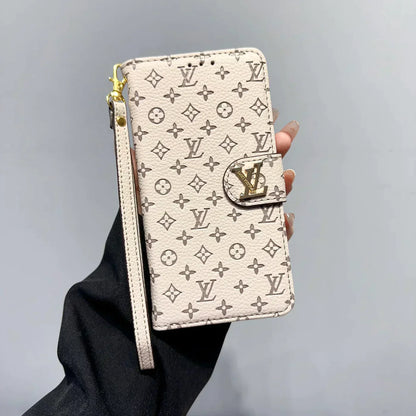 Classic Pattern Executive Leather Wallet Case with Wrist Strap