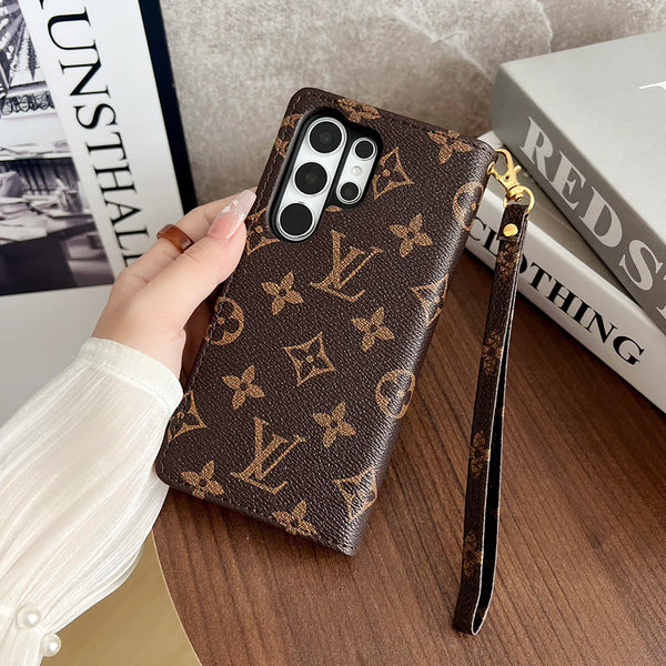 MONOGRAM CANVAS LEATHER WALLET SAMSUNG MOBILE PHONE CASE Roxy New