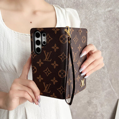 MONOGRAM CANVAS LEATHER WALLET SAMSUNG MOBILE PHONE CASE Roxy New