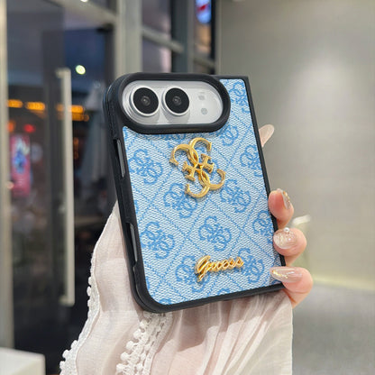 Luxury Guess Monogram Canvas Case for iPhone Duo
