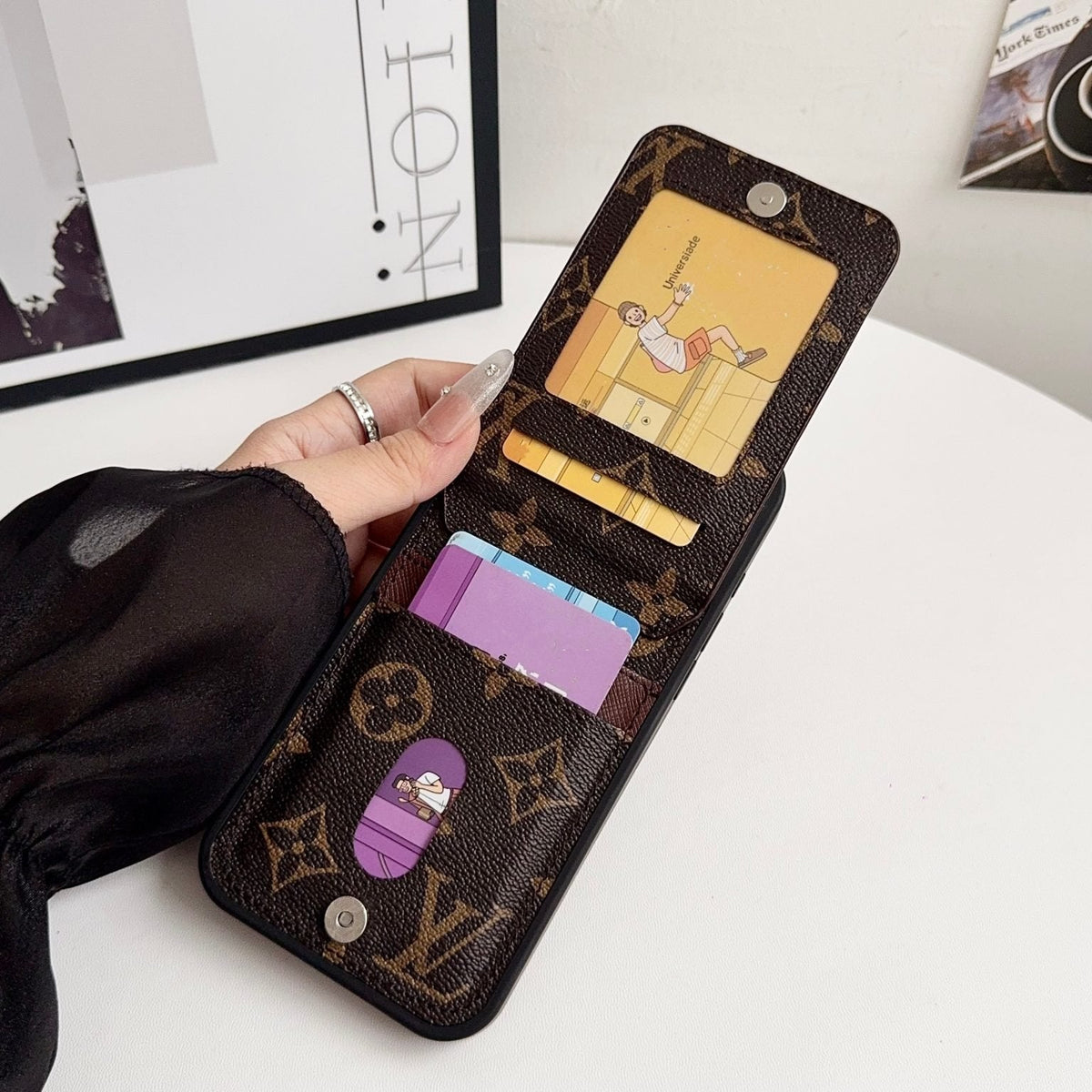 Louis V Card Holder Case For iPhone 12-18 Pro & Pro Max