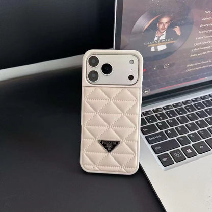 Luxury Quilted Triangle Logo Case - iPhone 12-18 Pro & Pro Max