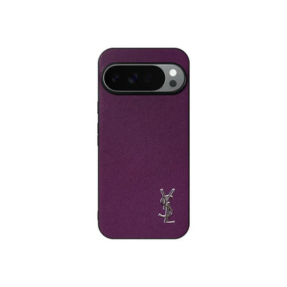 YSL Luxury Leather Case in Classic Purple For Google Pixel