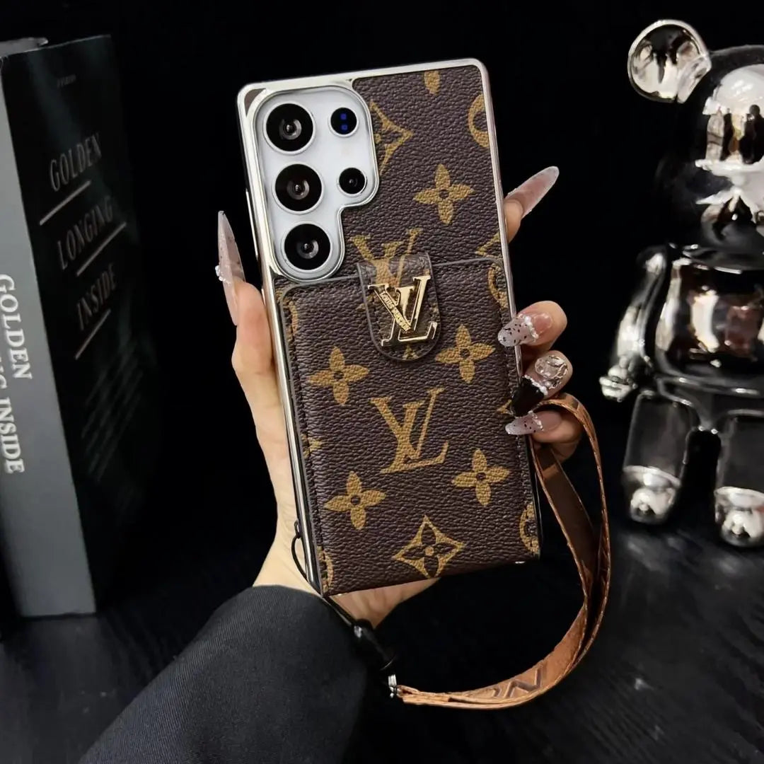 Luxury LV Style Leather Wallet Case for Samsung Galaxy S23-S26 Series