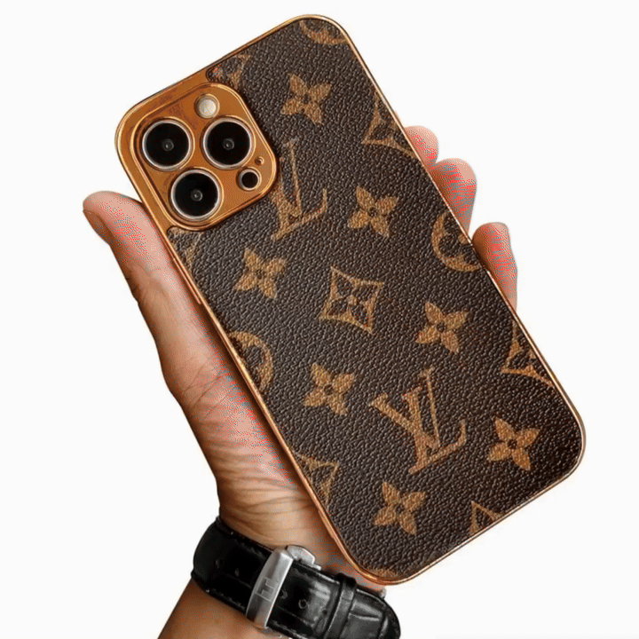 SOFT LUXURY IPHONE CASE WITH GOLDEN BORDER 12-18 Pro & Pro Max