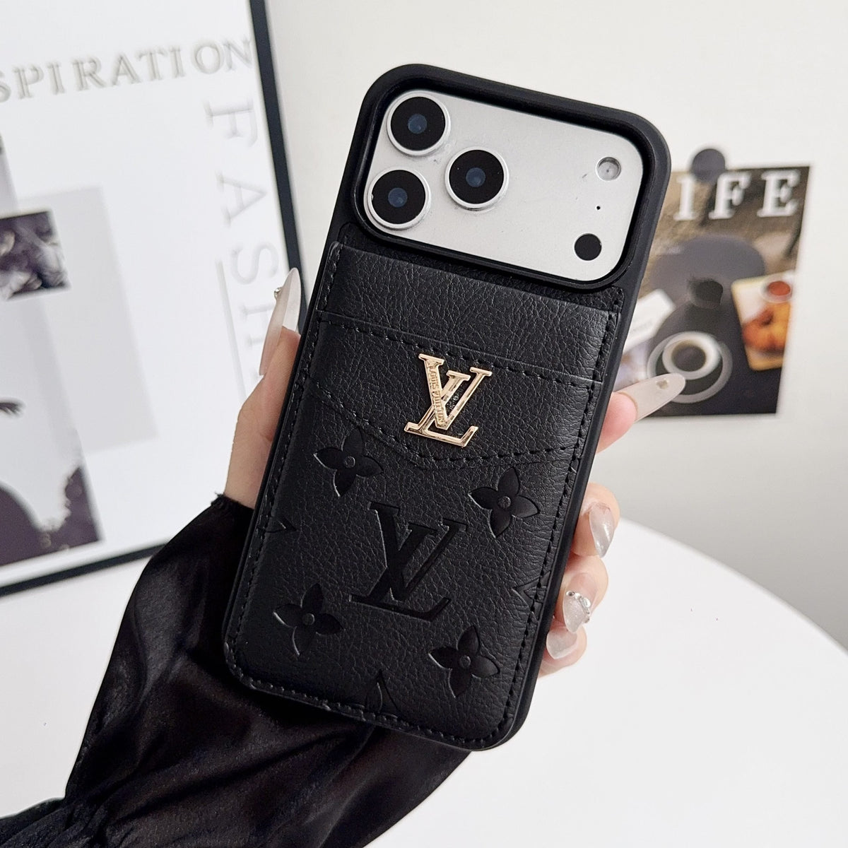 Louis V Card Holder Case For iPhone 12-18 Pro & Pro Max
