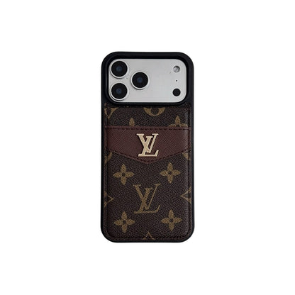 Louis V Card Holder Case For iPhone 12-18 Pro & Pro Max
