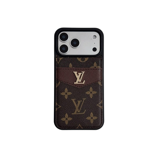 Louis V Card Holder Case For iPhone 12-18 Pro & Pro Max