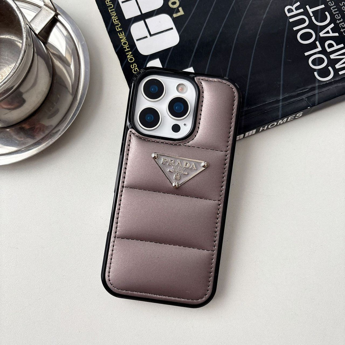 Luxury Puffer Pocket Logo Case - iPhone 12-18 Pro & Pro Max