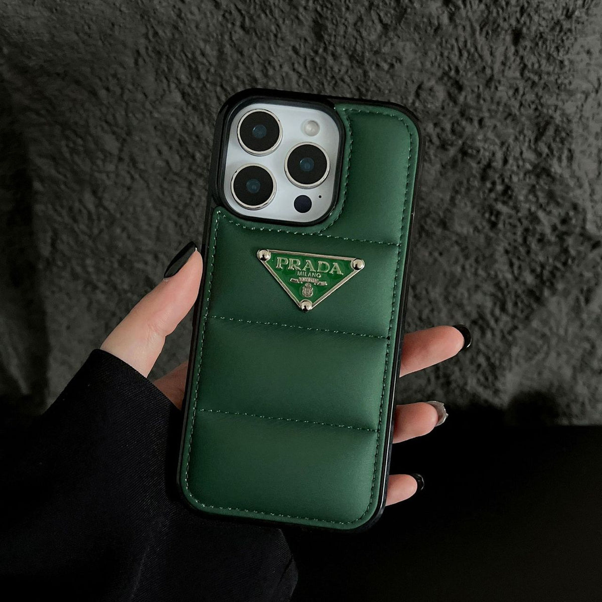 Luxury Puffer Pocket Logo Case - iPhone 12-18 Pro & Pro Max